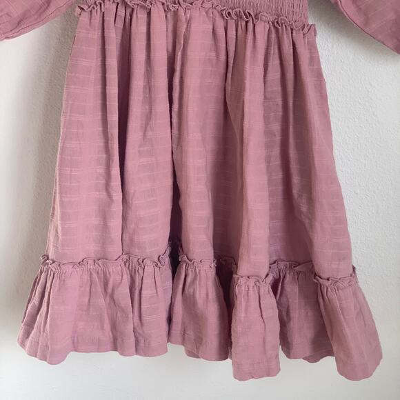 Free People Summer Picnic Smocked Balloon Sleeve Mini Dress in Purple Pink - Picture 4 of 15